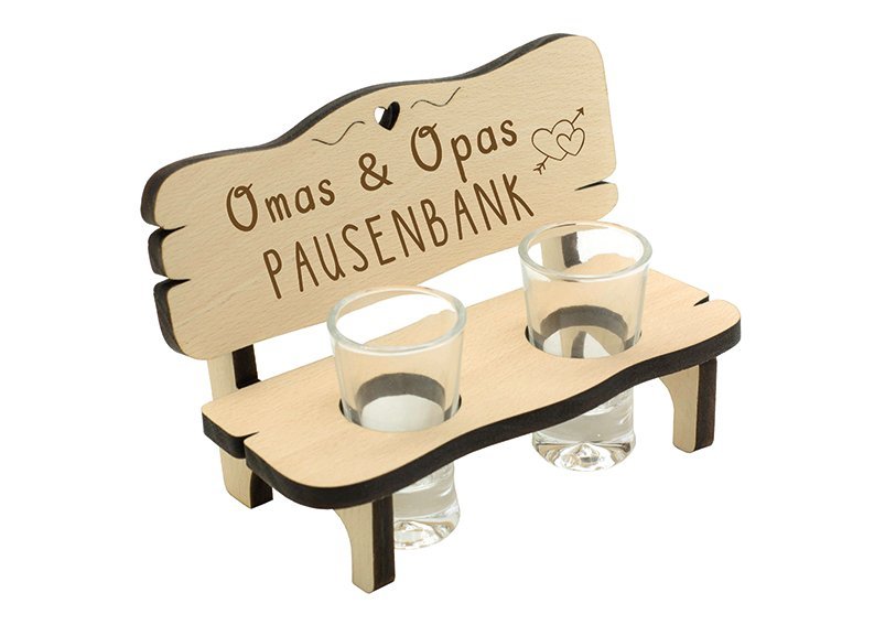 Schnapsbank "Omas & Opas Pausenbank" mit 2 Gläsern - Werbeagentur Baganz