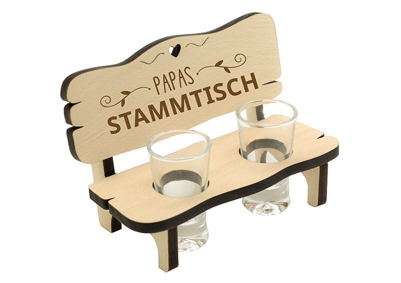 Schnapsbank "Papas Stammtisch" mit 2 Gläsern - Werbeagentur Baganz