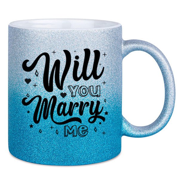"Will you marry me" Glitzertasse - Werbeagentur Baganz